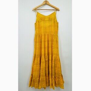 NWOT Free People Marigold Maxi Dress in Tumeric Combo Sz XS Tiered Boho Gauzy